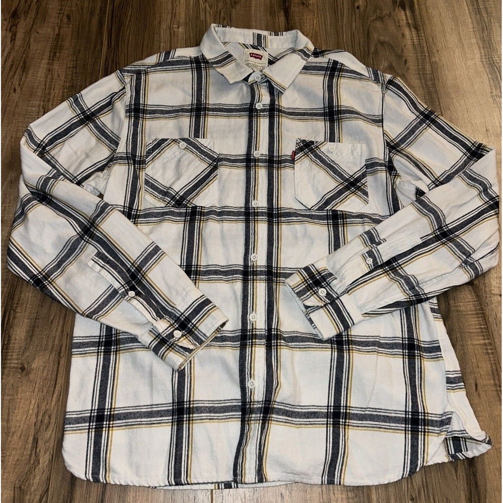Levi's Men's Long‎ Sleeve Button Up 100% Cotton Flannel Shirt, Stripes